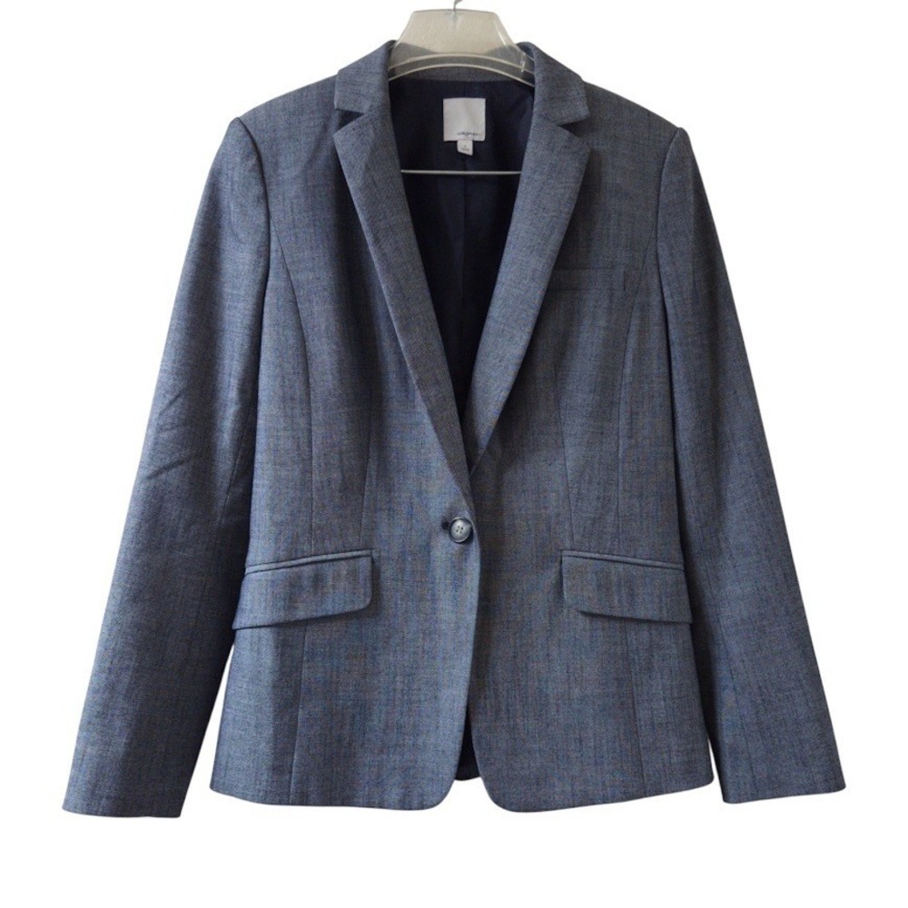 Halogen Women's Grey Herringbone One Button‎ Blazer Size 0